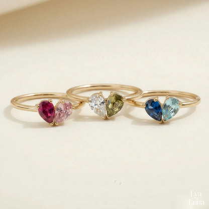 Bague Veria – trois bagues, trois duos de pierres de naissance
